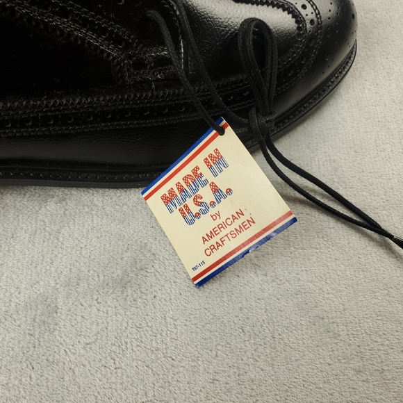 Lehigh Safety Shoes Longwing Steel Toe Wingtip Brogue Pebbled Leather Black 1701 - Picture 5 of 13